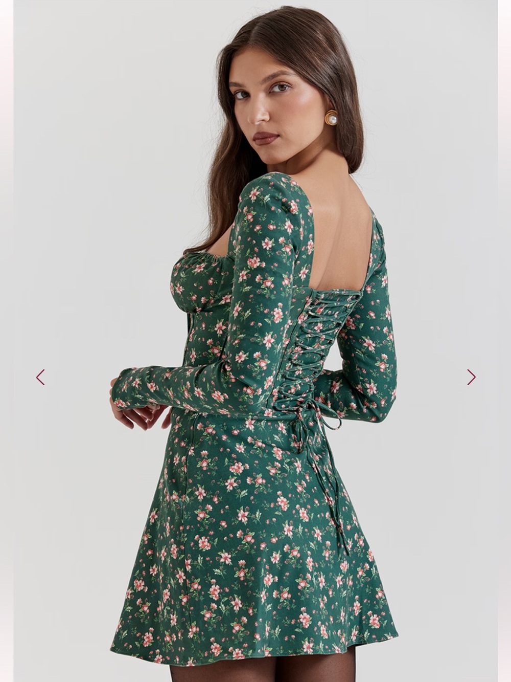 House of CB MALIKA Green Floral Corset Mini Dress - Picture 2 of 5